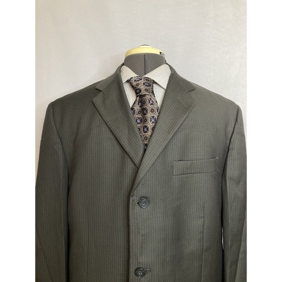 Pierre Cardin Other - Pierre Cardin Mens Suit Jacket Blazer Sport Coat 44R 48" Gray Stripe 3 Button